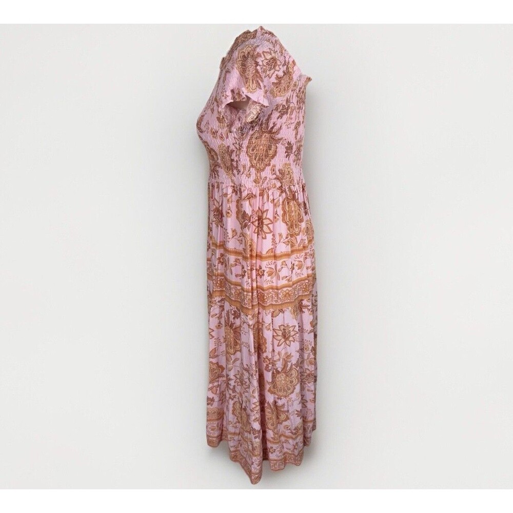 Vici Pink and Orange Pleated Midi Sundress - Picture 3 of 7